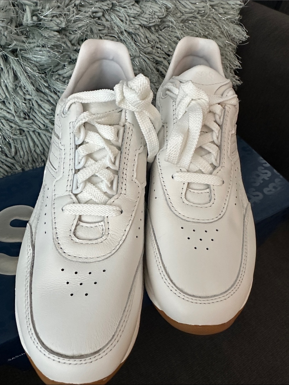 SAS Women's White Leather Sneakers with Gum Sole